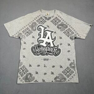Dyse One LA Homegrown T Shirt L Gray Gangster Chicano Tattoo Art Bandana Paisley